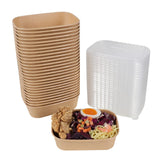 JAYEEY 17 oz Disposable Kraft paper bowls with lids, Rectangle Food containers Soup Bowls Party Supplies Treat Bowls 50 Pack