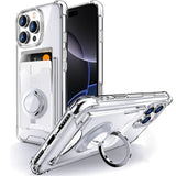 Shields Up Designed for iPhone 16 Pro Case, Minimalist Wallet Case with Card Holder (3 Cards) & Ring Stand/Kickstand, [Drop Prot