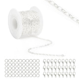 Lemonkey 33 Feet Metal Silver Necklace Chains Cable O-Shaped Links Chains Bulk for Jewelry Making DIY Craft Kit with Lobster Cla
