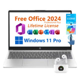 HP 15.6 Business Laptop, Free Microsoft Office 2024 Lifetime License, Copilot AI Chat, HD Touchscreen Display, Intel 6-Core i3-1