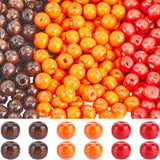 SUNNYCLUE 600Pcs Thanksgiving Wood Beads Bulk Fall Wooden Bead Red Orange Coconut Brown Natural Wood Round Large Hole Loose Spac