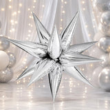 J.M Party & Fun 3D Big Size Star Foil Balloon for Decoration | Metallic Spiky Balloons for Birthday, Anniversary, Baby Shower, W