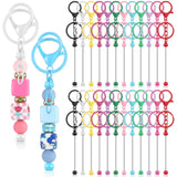 Tondiamo 24 Pcs Beadable Keychain Bars Bulk Beads for Keychain Making Kit Gifts for Women Men DIY Crafts(Candy Color)