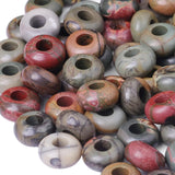 Sportmusies 10pcs Picasso Jasper Round Rondelle Large Hole Loose Beads for Jewelry Making Bracelet Macrame Crafts, 12x6 mm