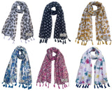 Fusfus WomenS Printed Chiffon Scarves And Stoles, Free Size(Multicolour, Fs2498) Pack Of 6 (Multicolor3)