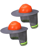 UNCO- Hard Hat Sun Shield, 2 Pack, Grey, Full & Standard Brim Mesh Sunshade High Visibility Reflective, Hard Hat Accessories