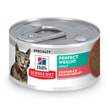Hill's Science Diet Perfect Weight, Adult 1-6, Weight Management Support, Wet Cat Food, Salmon & Vegetables Stew, 2.9 oz Can, Ca