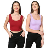 Toplot Women'S Combo Solid Ribbed Scoop Neck Sleeveless Slim Fit Tank Top Pack Of 2 (Combo-5069-Mrn-Prl-Xl),Maroon-Purple,,B0C98SR26D