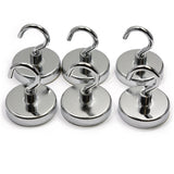 CMS MAGNETICS (6Pack 32mm Ceramic Hooks Silver 5Pound Sheer and 13Pound Pull Force Rating, Strong Magnet Hooks for Office,