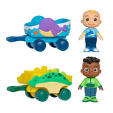 CoComelon Lane Little Vehicle 2-Pack Bundle - JJs Whaley Wagon and Codys Dino Trekker - Free-Wheeling Toy Vehicles - Fun, Engagi