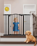 InnoTruth Baby Gate 29-39.6 Wide, 30 Tall Dog Gate for Stairs and Doorways, Pressure Mounted Metal Pet Gate with Dual Lock, Easy