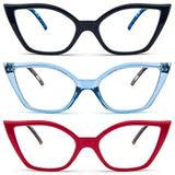 DXYXYO Cat Eye Reading Glasses 1.5 Women, 3 Pack Anti Blue Light Computer Readers Stylish Retro with Spring Hinge, Black leopard