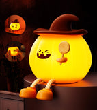 Upgraded Pumpkin Magic Night Light, Timer Function + 3-Level Brightness Adjustment Touch-Controlled Bedside Lamp, USB-Charged So