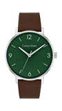 Calvin Klein Modern Qtz Basic Green Round Dial Men'S Watch|Brown Leather Material|Brown Color Band - 25200435