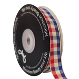 Micomon 25Yards Red and Blue Gingham Checkered Ribbon for American National Independence Day Decoration Gift Packing (5/8, RedBl