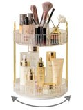 Asayuee LAXELLE 360 Rotating Makeup Organizer,2 Tier Large Capacity Make Up Organizers and Storage,Skincare Perfume Vanity Organizers,Bathroom Cosmetics Storage Organizer Countertop(Clear)