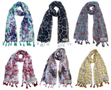 Fusfus WomenS Printed Chiffon Scarves And Stoles, Free Size(Multicolour, Fs1280) Pack Of 6 (Multicolor3)