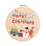 Ecomistiq Embroidery Kit With Instructions Diy Needlepoint Stitch Kits Snowman And Tree | Stitch Kits | Hand Embroidery Kits | E