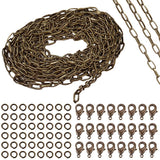 SUNNYCLUE 16.4Feet/ 5m Antique Bronze Curb Cable Chain Link Necklace Paperclip Chain Large 20Pcs Brass Lobster Claw Clasps 50Pcs