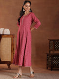 Libas Women'S Cotton A-Line Midi Dress (37218_Pink Pink 2Xl