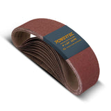 POWERTEC 4 x 24 Inch Sanding Belts, 2 Each of 60 80 120 180 240 400 Grits, 12PK, Aluminum Oxide Belt Sander Sanding Belt Assortm