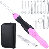 11 Sizes Lighted Crochet Hooks Set Rechargeable Crochet Hook Light Up Crochet Hooks With Case, Interchangeable Heads 2.5 Mm To 8