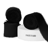 JaoZuyard Black Ribbon 1-1/2 Inch x 3 Rolls Total 21 Yards Black Handmade Fringe Chiffon Silk Ribbon for Wrapping Christmas Wedd