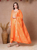 Gosriki Women'S Rayon Blend Embroidered Straight Kurta With Pant & Dupatta (Puneeta Orange-Vks01-Gs_M_Orange_Medium),Orange,,B0DRNNM69C