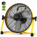 Fanspex 12'' Portable Battery Operated Fan, 20000 mAh Cordless Rechargeable Floor Camping Fan for Outdoor, DC 24V, 40dB Low Nois