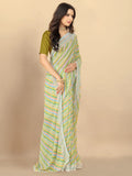 Rangita Women Leheria Striped Georgette Saree With Blouse Piece - Green