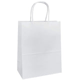 8x4.75x10 100 Pcs White Kraft Paper Bags, Shopping, Merchandise, Party, Gift Bags, Flexicore Packaging