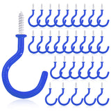 Rustark 30 Pcs Blue Vinyl Coated Screw-in Hooks, 2 Inch Heavy Duty Cup Screw Hooks Kitchen Hooks, Ceiling Hook Hanging Hooks for