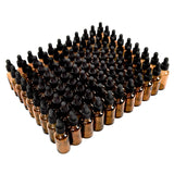 June Fox 2oz Glass Dropper Bottle, 80 Pack Amber Glass Bottles with Droppers and Black cap for Essential Oils, Lab Chemicals, Pe