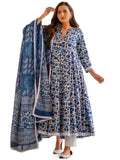 Gosriki Women'S Rayon Blend Anarkali Printed Kurta With Pant & Dupatta (Yutika Blue-Gs_3Xl_Blue_Xxx-Large),Blue,3,B0CD7SL43G