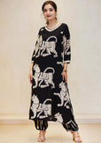 Anni Designer Women'S Cotton Blend Straight Printed Kurta With Pant (Lanka-Black-Nk_Xl_Black_X-Large),Black,XL,,,
