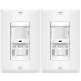 TOPGREENER InWall PIR Motion Sensor Light Switch, Occupancy Sensor Switch, On/Off Override, 4A, 400W, Single Pole, Neutral Wire