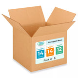 Medium Moving & Shipping Boxes 14 x 14 x 12 inches (5-Pack) - Extra Strength 200 lb vs Regular - Corrugated Cardboard Boxes for