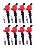 ENA Set of 8 Red Ignition Coil Pack and Platinum Spark Plug Compatible with Lincoln Ford Mustang Econoline Expedition Pickup E15