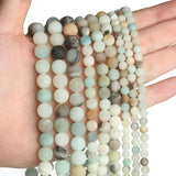 HERZWILD 95Pcs Natural Frosted Amazonite Gemstone Beads Energy Healing Crystal Stone Round Loose Gemstone Stone Beads for Jewelr
