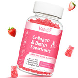Sugar Free Collagen Gummies for Women Men, Multi Collagen Peptides Gummies Type I II III V X with Biotin Vitamin A B C D E for H