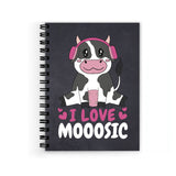 Vprint I Love Moosic Cow Spiral Wiro Unruled Blank Pages Notebook Diary Journal Drawing Book SizeA5(6X9 Inches) (I Love Moosic