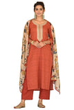 Anni Designer Women'S Cotton Blend Printed Straight Kurta And Pants With Dupatta (Pradrarekha Red_Xl_Red_X-Large),Red,XL