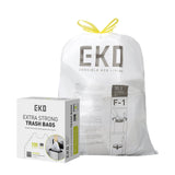 EKO 8 Gallon Trash Bags Drawstring 1.2 Mil - 80 Count White Medium Garbage Bags Unscented, 30 Liter Plastic Kitchen Trash Bags w