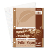 Pacon 3203 Ecology Filler Paper, 8 x 101/2, Wide Ruled, 3Hole Punch, White, 150 Sheets/PK