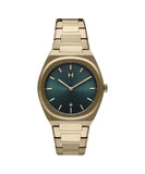 Mvmt Odyssey Qtz Basic Calendar Green Round Dial Men'S Analog Watch|Ionic Plated Bronze Steel Material|Bronze Color Band - 28000