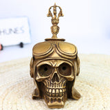 Brass Skull Pen Holder Pen Stand Gothic Skeleton Head Pittal Peetal Pencil Holder Desk Organizer Home Office Decor Gothic Decor