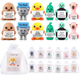 Gejoy 12 Pcs Pocket Hug Gift Set Tiny Rubber Figurines with Inspirational Message Organza Bags Glue Points Motivational Positive