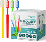 Pruvade 144 Pack Disposable Toothbrushes with Toothpaste, Built in - Prepasted Toothbrushes Individually Wrapped |Single Use Wat