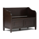 SIMPLIHOME Connaught Entryway Storage Bench - 42 inch Wide Solid Wood Storage Seat in Dark Chestnut Brown, Traditional Bench for