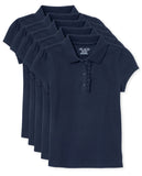 The Childrens Place Girls Short Sleeve Ruffle Pique Polo,Tidal 5 Pack,M (7/8)